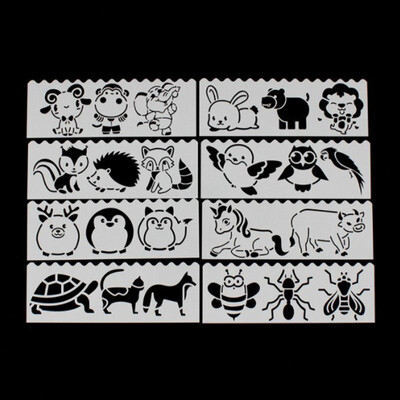 Χαριτωμένα στένσιλ σε σχήμα ζώου DIY Ζωγραφική Scrapbooking Χρώμα Ανάγλυφο άλμπουμ Διακοσμητική κάρτα Κοίλο Πρότυπο 8 τμχ/Σετ