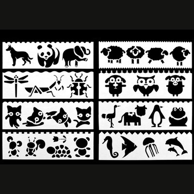 Χαριτωμένα στένσιλ σε σχήμα ζώου DIY Ζωγραφική Scrapbooking Χρώμα Ανάγλυφο άλμπουμ Διακοσμητική κάρτα Κοίλο Πρότυπο 8 τμχ/Σετ