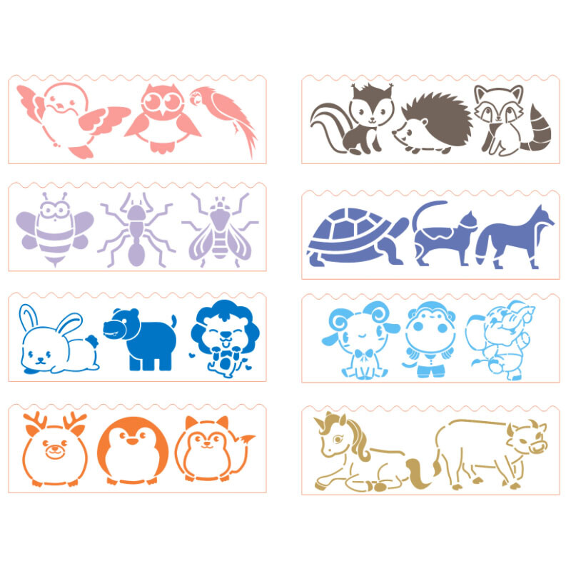 Χαριτωμένα στένσιλ σε σχήμα ζώου DIY Ζωγραφική Scrapbooking Χρώμα Ανάγλυφο άλμπουμ Διακοσμητική κάρτα Κοίλο Πρότυπο 8 τμχ/Σετ