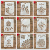 A4 29 * 21 cm Mandala DIY šablone Zidne slike Spomenar Bojanje Reljefni album Ukrasni papirnati predložak kartice Šablona za tortu