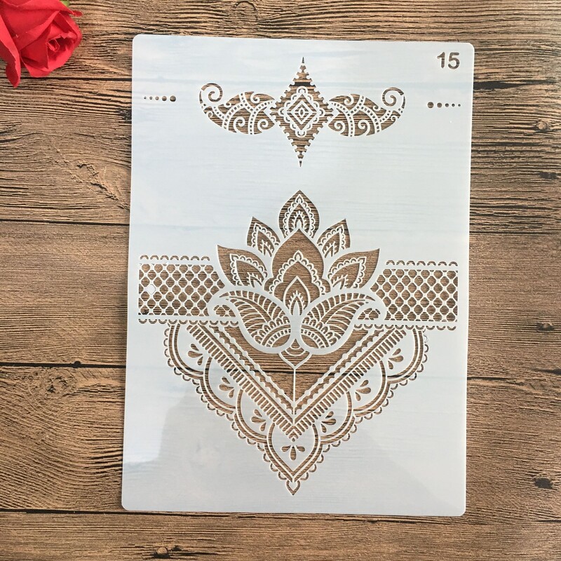 A4 29 * 21 cm Mandala DIY šablone Zidne slike Spomenar Bojanje Reljefni album Ukrasni papirnati predložak kartice Šablona za tortu