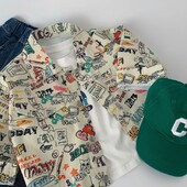 2024. aasta sügisene laste grafiti denim Jakcets Poiste lahtikäiv krae Mantel Tüdrukute vaba vabaaja ülerõivad Kardigan