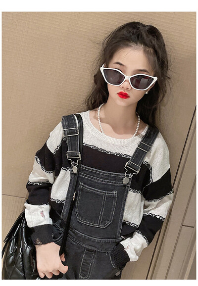 Streetwear εφηβικές παιδικές φόρμες τζιν ντεγκραντέ για κορίτσια 2023 Άνοιξη Φθινόπωρο 4-15 ετών Παιδικό κορίτσι μαύρο τζιν παντελόνι