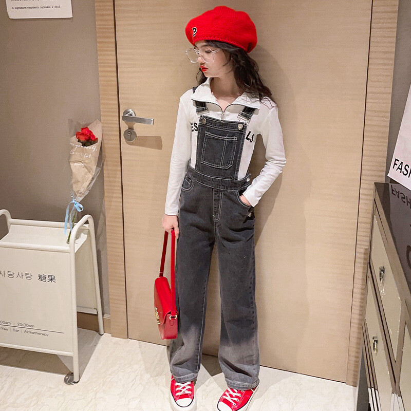 Streetwear εφηβικές παιδικές φόρμες τζιν ντεγκραντέ για κορίτσια 2023 Άνοιξη Φθινόπωρο 4-15 ετών Παιδικό κορίτσι μαύρο τζιν παντελόνι