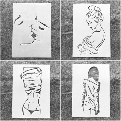 4Pcs/Set A4 29cm Love Kiss Djevojke Ljepota DIY Slojevi Šablone Slikanje Spomenar Bojanje Reljefni Album Dekor Predložak