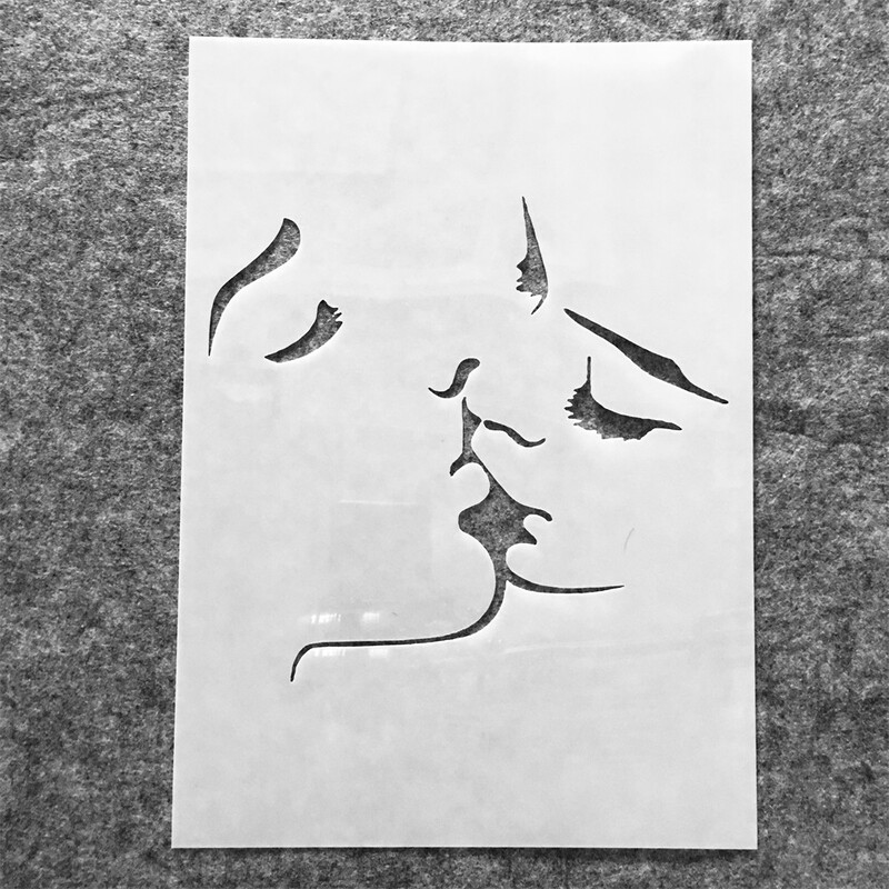 4Pcs/Set A4 29cm Love Kiss Djevojke Ljepota DIY Slojevi Šablone Slikanje Spomenar Bojanje Reljefni Album Dekor Predložak