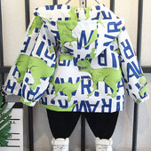 2 3 4 5 6 8 10 12 godina Jakna za dječake Proljeće Jesen Crtani uzorci dinosaura Kaput s kapuljačom za slobodno vrijeme Za djecu Gornja odjeća Odjeća