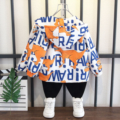 2 3 4 5 6 8 10 12 godina Jakna za dječake Proljeće Jesen Crtani uzorci dinosaura Kaput s kapuljačom za slobodno vrijeme Za djecu Gornja odjeća Odjeća