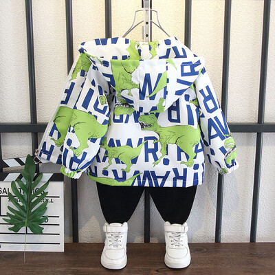 2 3 4 5 6 8 10 12 godina Jakna za dječake Proljeće Jesen Crtani uzorci dinosaura Kaput s kapuljačom za slobodno vrijeme Za djecu Gornja odjeća Odjeća