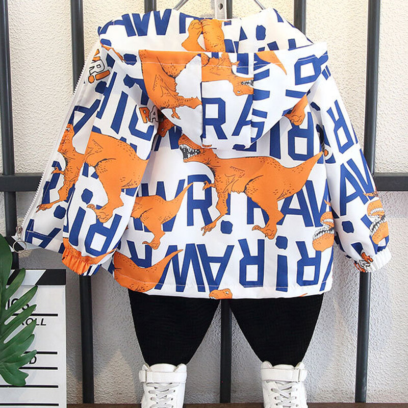 2 3 4 5 6 8 10 12 godina Jakna za dječake Proljeće Jesen Crtani uzorci dinosaura Kaput s kapuljačom za slobodno vrijeme Za djecu Gornja odjeća Odjeća