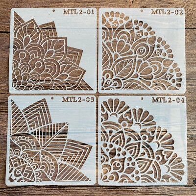 4tk 15*15cm 1/4 Mandala šabloonide vorm DIY kodukaunistamise joonistusmall laserlõikamine seinašabloon värvimisplaatide šabloon
