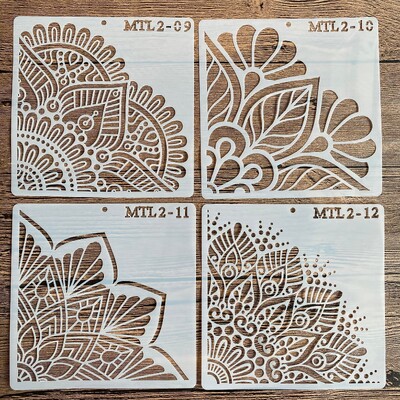 4tk 15*15cm 1/4 Mandala šabloonide vorm DIY kodukaunistamise joonistusmall laserlõikamine seinašabloon värvimisplaatide šabloon