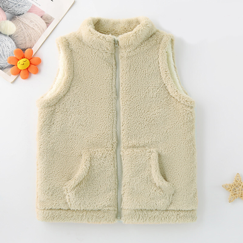 Uued pehmed lastevestid, sügistalvised ühevärvilised, soojad, tüdrukud, vest, varrukateta poiste jope 3–12-aastastele lastele, riided