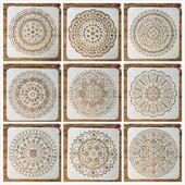 9 τεμ/συσκευασία 20*20 cm Mandala Στρογγυλή γεωμετρία DIY Στένσιλ στρώσεων ζωγραφικής Λεύκωμα ζωγραφικής Χρωματισμός ανάγλυφο διακοσμητικό πρότυπο άλμπουμ