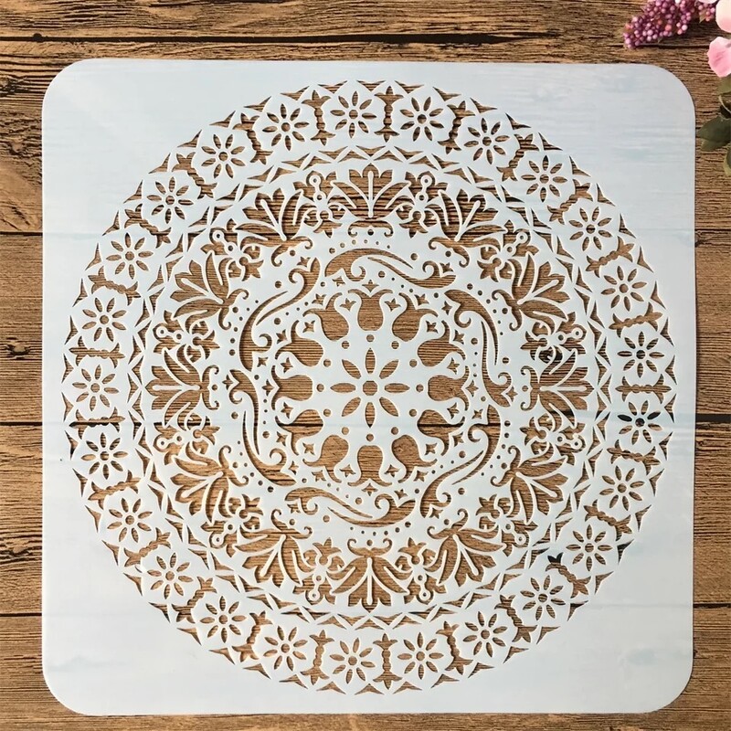 9 τεμ/συσκευασία 20*20 cm Mandala Στρογγυλή γεωμετρία DIY Στένσιλ στρώσεων ζωγραφικής Λεύκωμα ζωγραφικής Χρωματισμός ανάγλυφο διακοσμητικό πρότυπο άλμπουμ