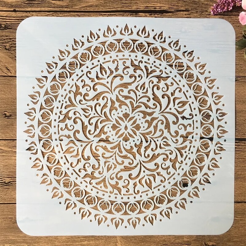 9 τεμ/συσκευασία 20*20 cm Mandala Στρογγυλή γεωμετρία DIY Στένσιλ στρώσεων ζωγραφικής Λεύκωμα ζωγραφικής Χρωματισμός ανάγλυφο διακοσμητικό πρότυπο άλμπουμ