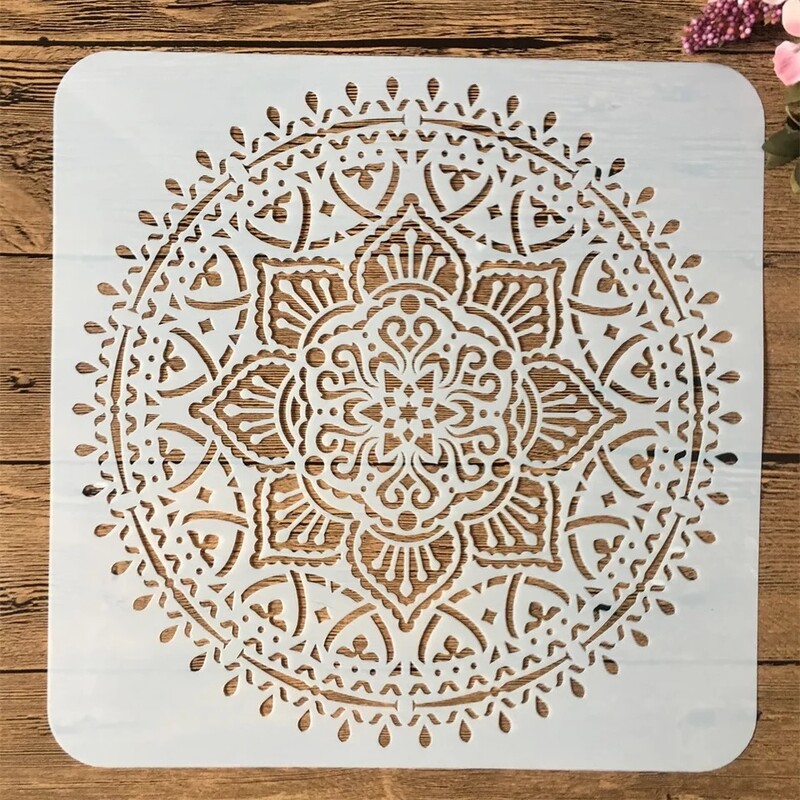 9 τεμ/συσκευασία 20*20 cm Mandala Στρογγυλή γεωμετρία DIY Στένσιλ στρώσεων ζωγραφικής Λεύκωμα ζωγραφικής Χρωματισμός ανάγλυφο διακοσμητικό πρότυπο άλμπουμ