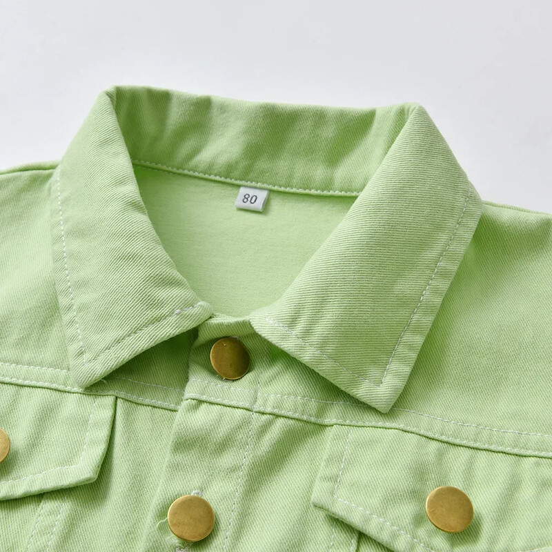 Korea versioon laste klassikalised kommivärvi teksajakid 70–140 cm beebipoistele ja tüdrukutele kevad- ja sügiseste teksade mantel lehmapoiss