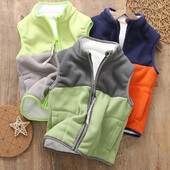 Zimski topli deblji dječji prsluk od flisa Patchwork, samostojeći ovratnik, prsluk za djevojčice i dječake za 90-140 cm