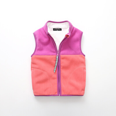 Zimski topli deblji dječji prsluk od flisa Patchwork, samostojeći ovratnik, prsluk za djevojčice i dječake za 90-140 cm