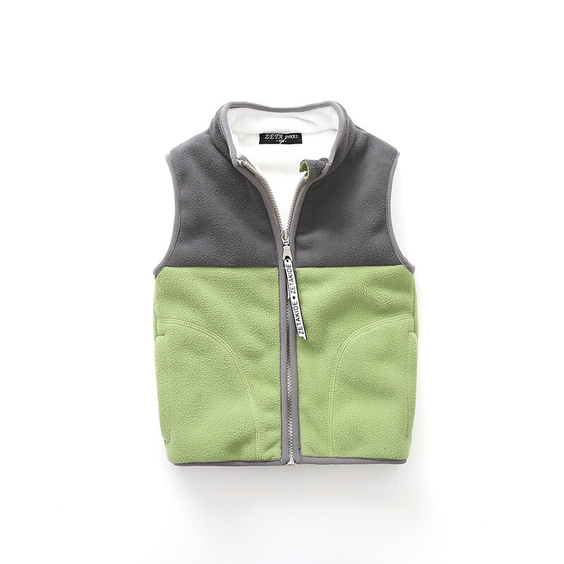 Zimski topli deblji dječji prsluk od flisa Patchwork, samostojeći ovratnik, prsluk za djevojčice i dječake za 90-140 cm