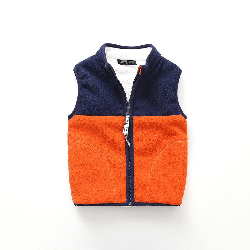 Zimski topli deblji dječji prsluk od flisa Patchwork, samostojeći ovratnik, prsluk za djevojčice i dječake za 90-140 cm