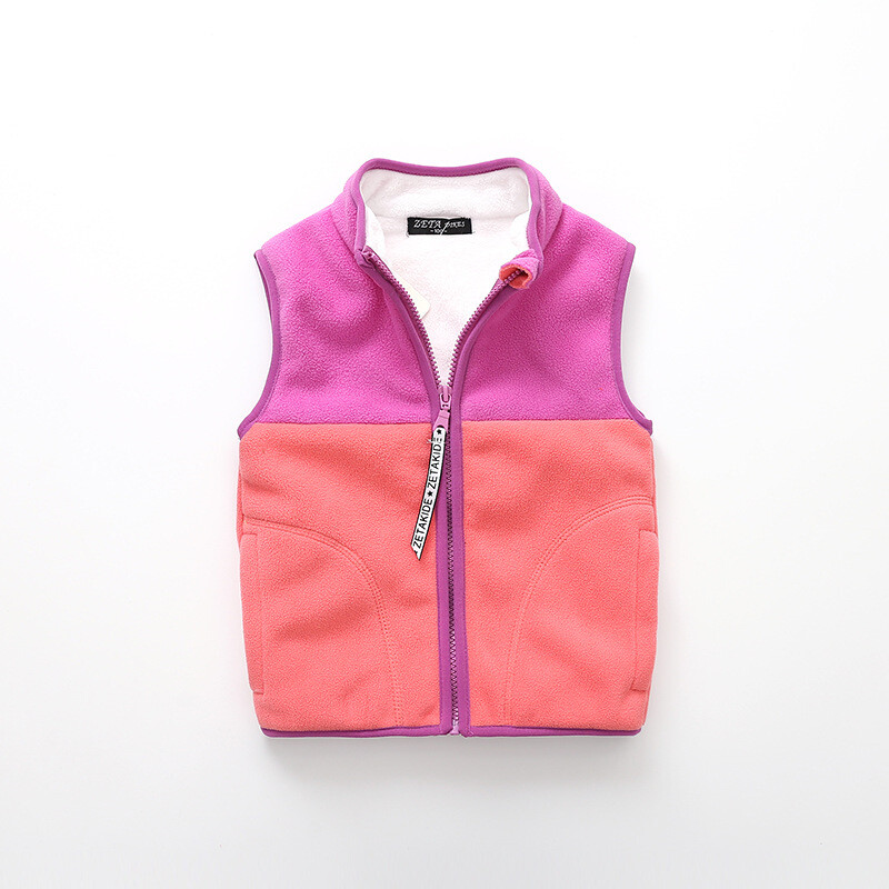 Zimski topli deblji dječji prsluk od flisa Patchwork, samostojeći ovratnik, prsluk za djevojčice i dječake za 90-140 cm