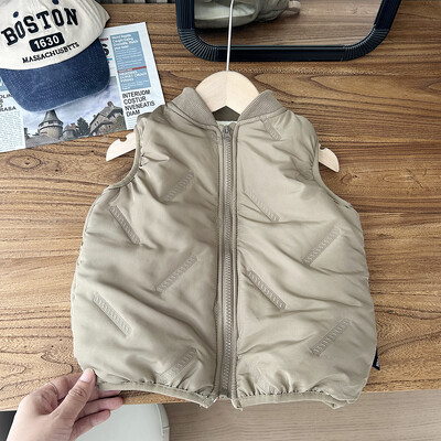 Beebitüdrukute poiste varrukateta vest, ühevärviline vest, väikelaste soojad riided 2024. aasta sügistalv 2–10-aastaste lasteriided