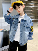 Kevadsügisene poiste vabaaja teksajakk 4–14-aastastele lastele, teksajakk, pika varrukaga mantel Lastele avarad topid XMP644