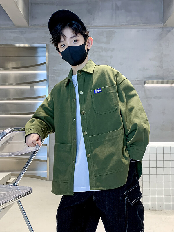 Kevadsügisene poiste vabaaja teksajakk 4–14-aastastele lastele, teksajakk, pika varrukaga mantel Lastele avarad topid XMP644