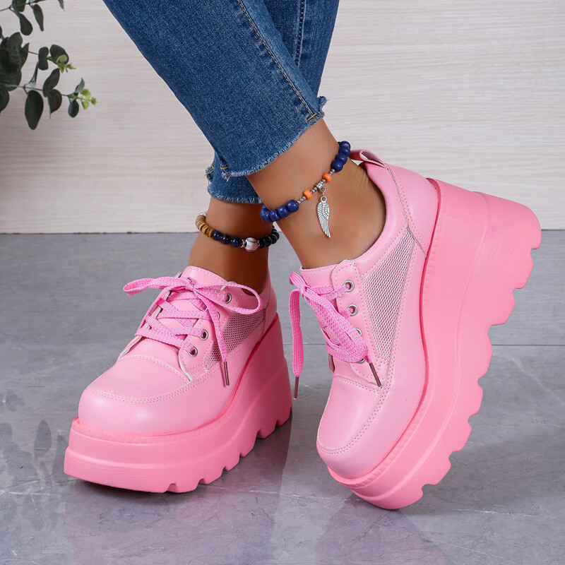 Λευκά παπούτσια που αυξάνουν το ύψος για γυναίκες 2024 άνοιξη και φθινόπωρο νέα φοιτήτρια κορεατικά γυναικεία παπούτσια με χοντρή σόλα γυναικεία παπούτσια