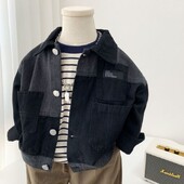 2-9 ani Jachetă din denim coreeană cu patchwork pentru bebeluși, 2024, nou, frumos, ocazional, la modă, pentru îmbrăcăminte de primăvară toamnă pentru copii