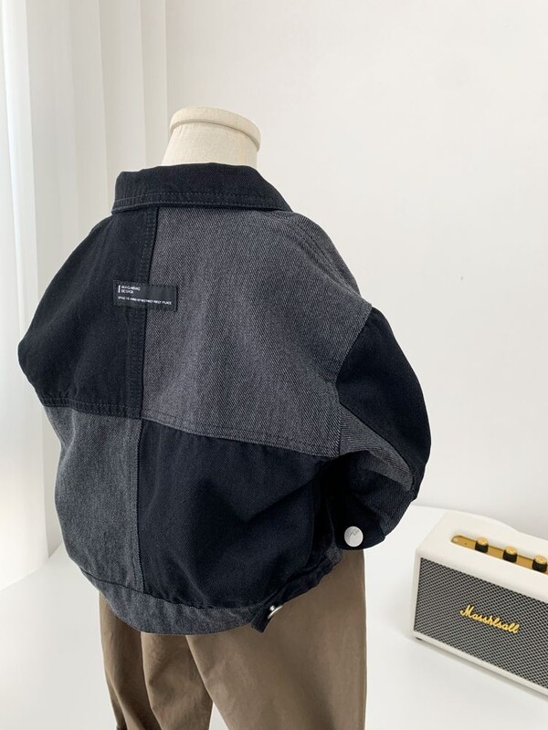 2-9 ani Jachetă din denim coreeană cu patchwork pentru bebeluși, 2024, nou, frumos, ocazional, la modă, pentru îmbrăcăminte de primăvară toamnă pentru copii