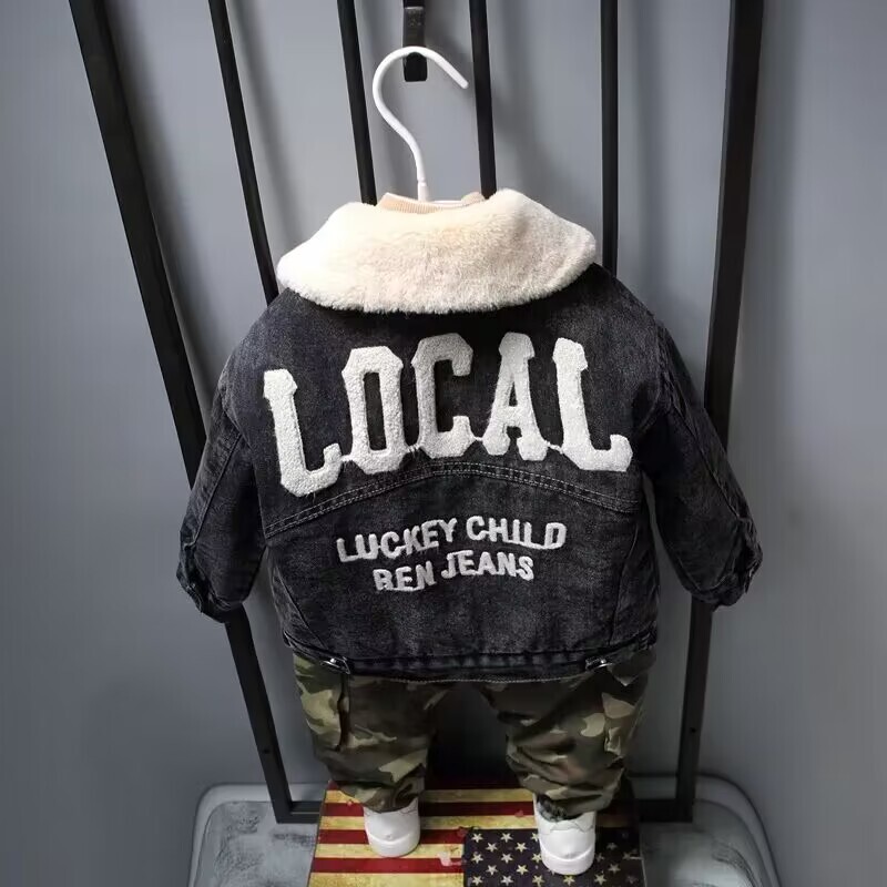 Jachetă nouă de blugi pentru copii, pentru toamnă și iarnă, băiat frumos și de pluș, jachetă groasă pentru copii, haină caldă coreeană