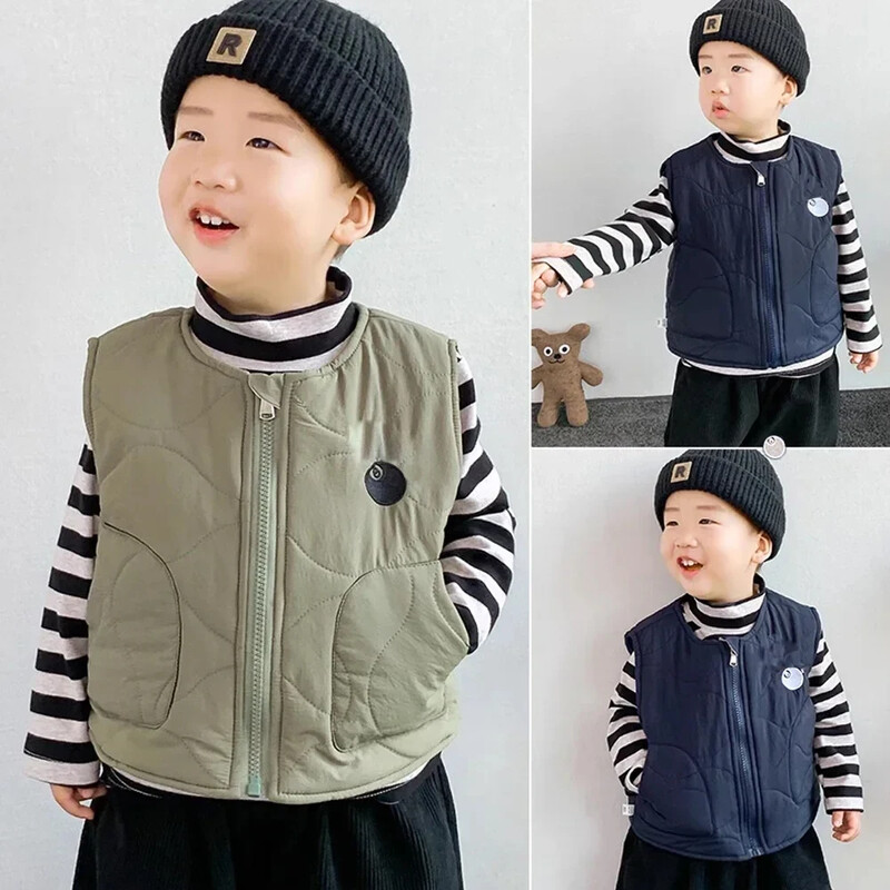 Bebeluși Fetițe Băieți Vestă fără mâneci Copii mici Vestă îngroșată Îmbrăcăminte exterioară caldă Toamnă Iarnă Jachetă pentru copii Haine stil coreean
