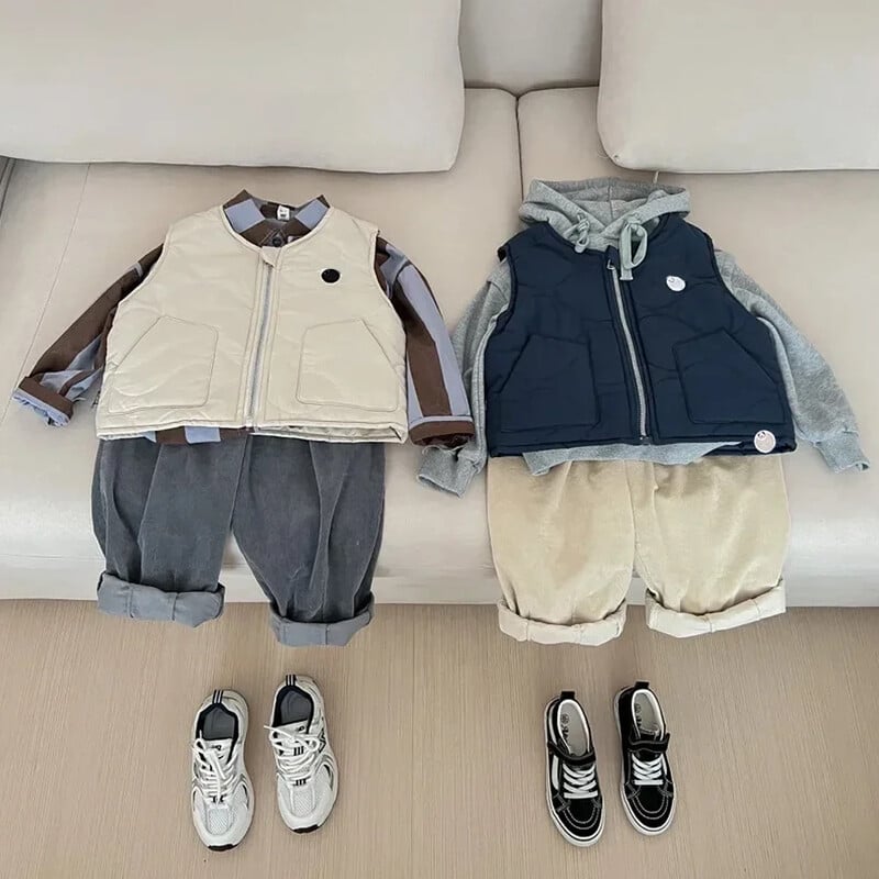 Bebeluși Fetițe Băieți Vestă fără mâneci Copii mici Vestă îngroșată Îmbrăcăminte exterioară caldă Toamnă Iarnă Jachetă pentru copii Haine stil coreean