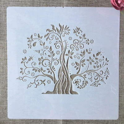 30*30cm Mandala Arborele DIY Stratificare Șabloane Pictură Perete Album de însemnări de colorat embosare Album Șablon decorativ