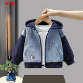 2-10Y Boys Lined Jacket Νέο παιδικό τζιν συνονθύλευμα φερμουάρ Hoodie Baby Kid Ανοιξιάτικο και Φθινόπωρο Casual παλτό για αγόρια