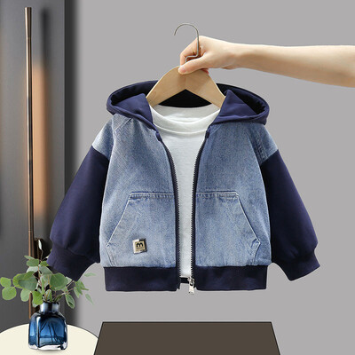 2-10Y Boys Lined Jacket Νέο παιδικό τζιν συνονθύλευμα φερμουάρ Hoodie Baby Kid Ανοιξιάτικο και Φθινόπωρο Casual παλτό για αγόρια