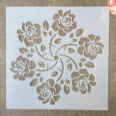 1 buc 30*30 cm Mandala hexagonală cu flori mari de trandafir, șabloane de straturi pentru pictură, album de însemnări de colorat, șablon decorativ pentru album în relief