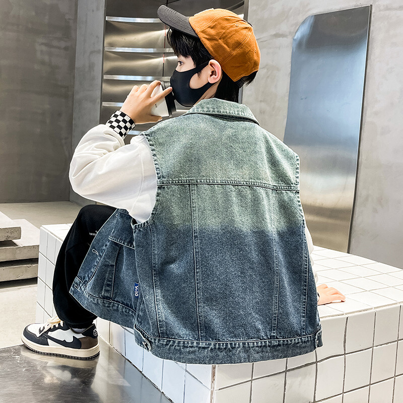 Îmbrăcăminte pentru copii Vestă de blugi băieți Buzunar mare pentru copii, primăvară, vară, vestă de jeans, jachetă fără mâneci, îmbrăcăminte exterioară, vestă pentru băiat, top casual