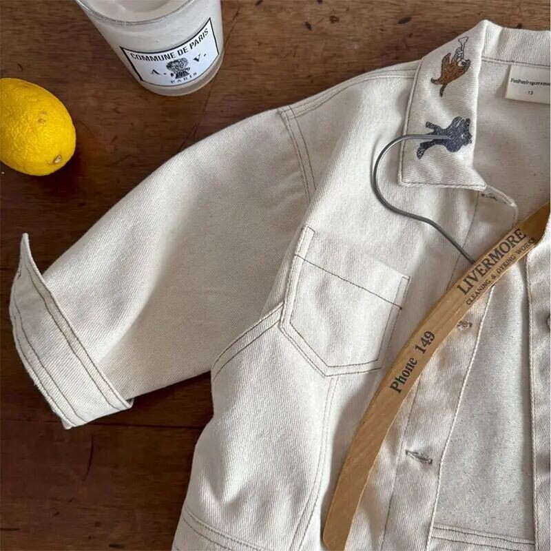 Laste vabaaja jope poistele ühevärvilised teksad mantlid mood tüdrukud teksajakk beebiriided laste ülerõivad