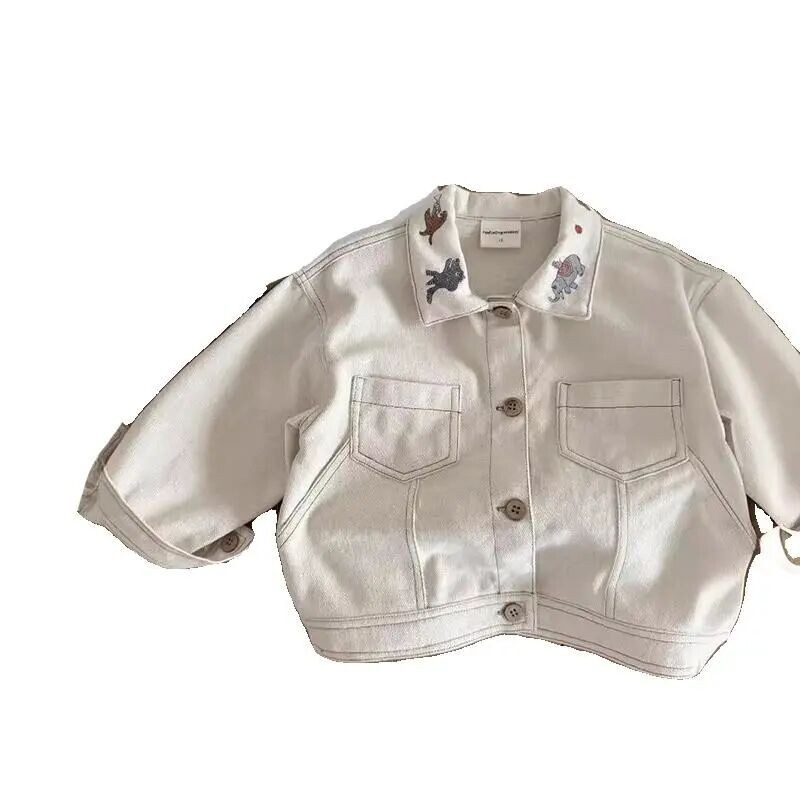 Laste vabaaja jope poistele ühevärvilised teksad mantlid mood tüdrukud teksajakk beebiriided laste ülerõivad