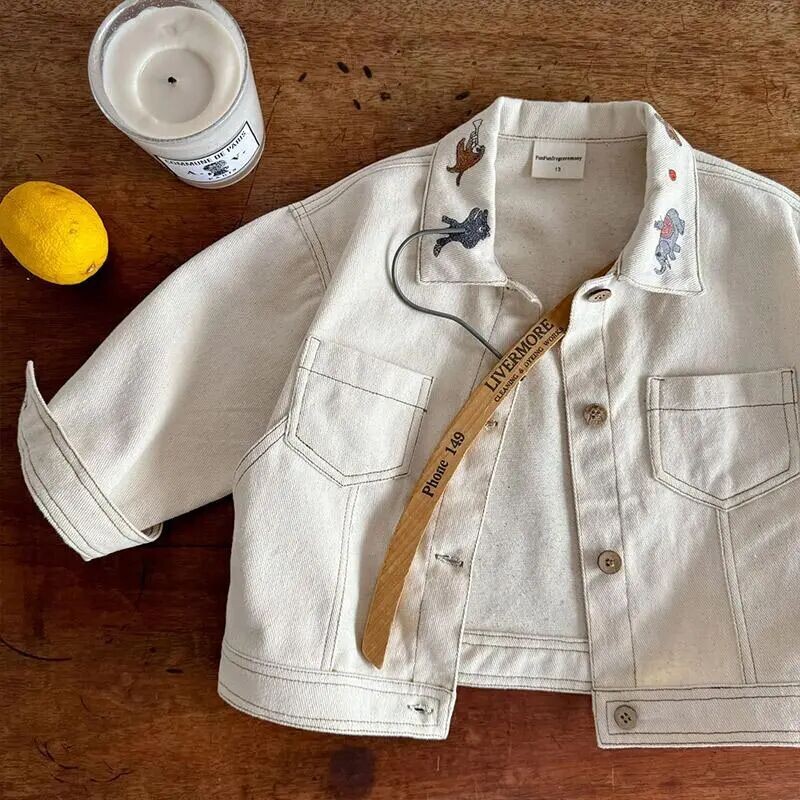 Laste vabaaja jope poistele ühevärvilised teksad mantlid mood tüdrukud teksajakk beebiriided laste ülerõivad