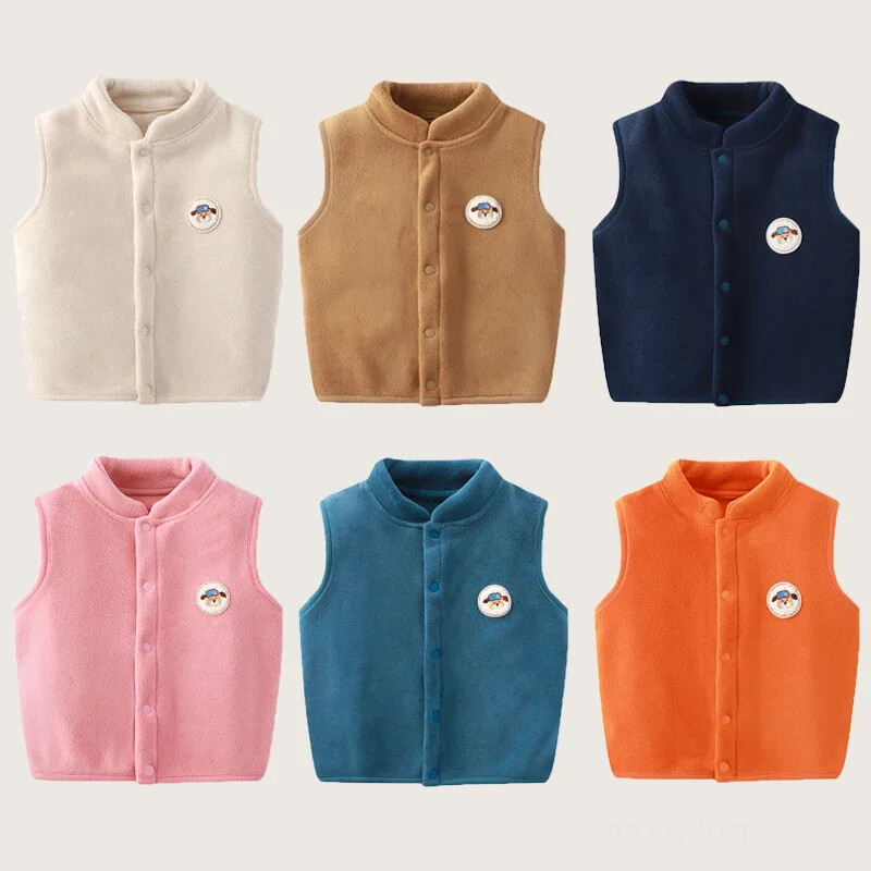 Dvoslojni plišani podebljani dječji prsluk Jesen Zima Novi dječji kardigan prsluci Slatki crtići Dječaci Djevojčice Dječji kaputi Prsluci