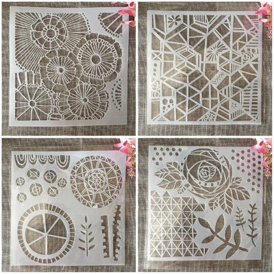 4tk/komplekt 20*20cm päevalilleoranž roositäpp DIY kihistusšabloonid seinamaaling väljalõigete album värvimine reljeefne albumi kaunistusmall