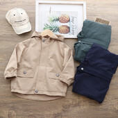 Proljeće Jesen Dječje jakne za dječake Jednobojne jakne s patentnim zatvaračem dugih rukava Zaštita od vjetra za djecu za dječake Ležerne vanjske kapute za dječake