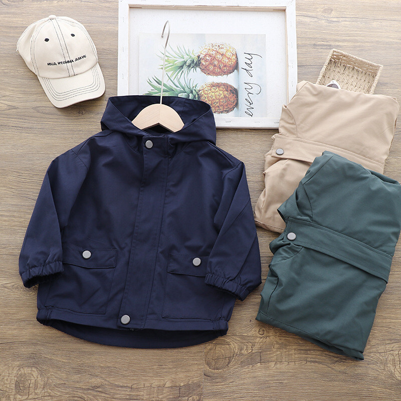 Proljeće Jesen Dječje jakne za dječake Jednobojne jakne s patentnim zatvaračem dugih rukava Zaštita od vjetra za djecu za dječake Ležerne vanjske kapute za dječake