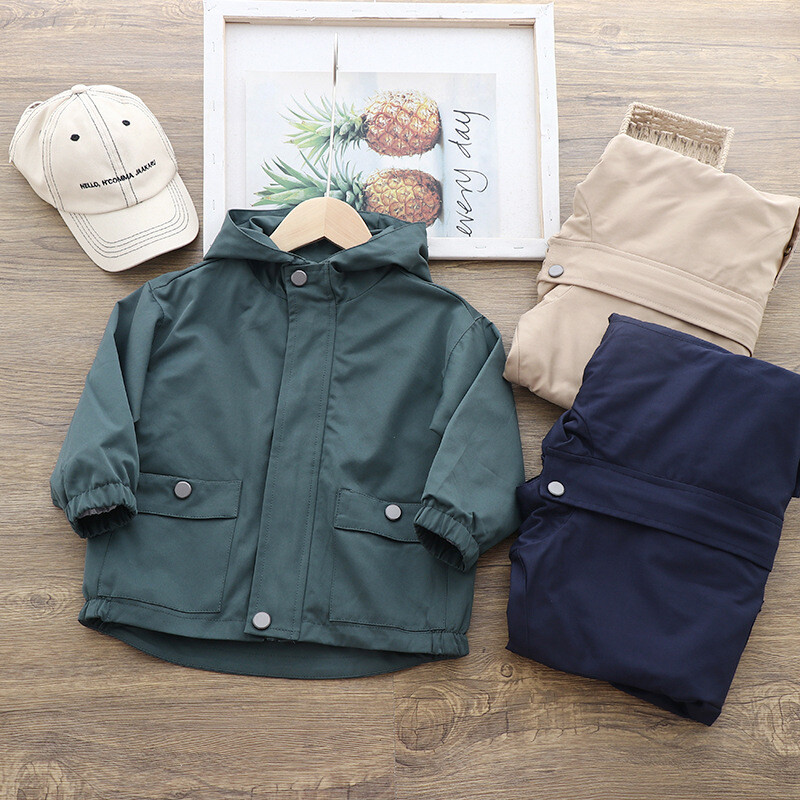 Proljeće Jesen Dječje jakne za dječake Jednobojne jakne s patentnim zatvaračem dugih rukava Zaštita od vjetra za djecu za dječake Ležerne vanjske kapute za dječake