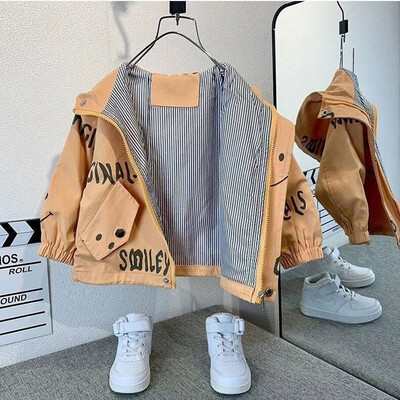 Детско пролетно палто 2023 Нова мода за момчета и бебета Корейско яке с качулка Палто Детско ежедневно палто с цип 2-9 г